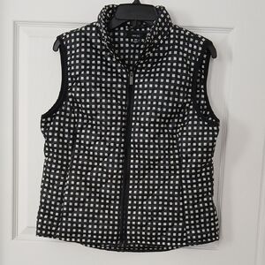 Stylish IMNYC Black and White Neutral Plaid Vest NWT